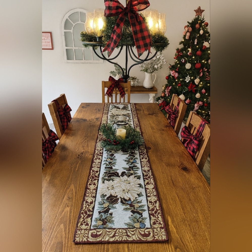 Floral Christmas Tapestry Table Runner